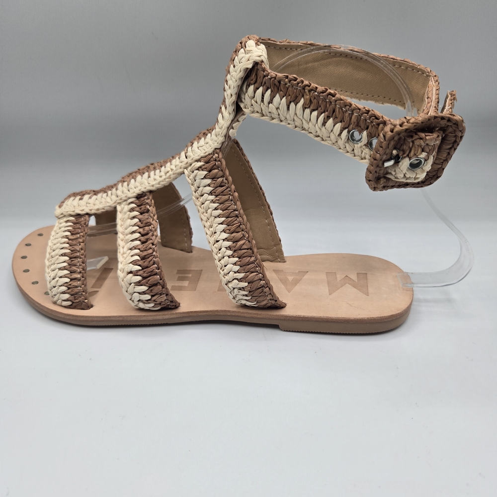 Manebí Raffia Stripes Sandals Yucatán Gladiator Handwoven Boho Natural NIB